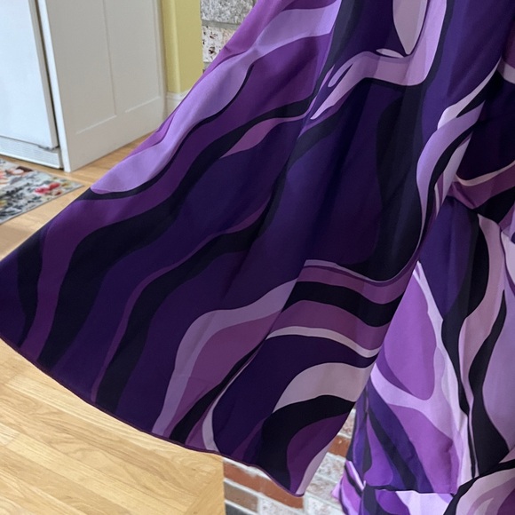 SHEIN Curve Purple and Black Patterned Tie Front Kimono Blouse 3XL - Picture 8 of 13